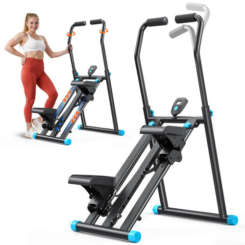 MERACH Stepper, neue Version, vertikal, kompakt, klappbar, Trainings-Climber mit erweitertem Trittbereich, verstellbarem Lenker und Pedalen