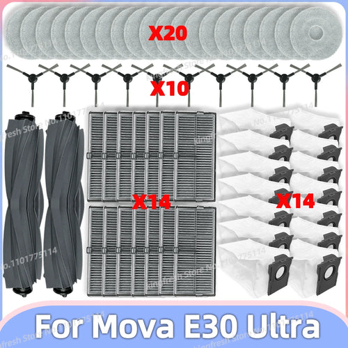 Fit For ( Dreame Mova E30 Ultra / Trouver E30 Ultra ) Vacuum Parts Main Tricut Roller Side Brush Hepa Filter Mop Cloth Dust Bag