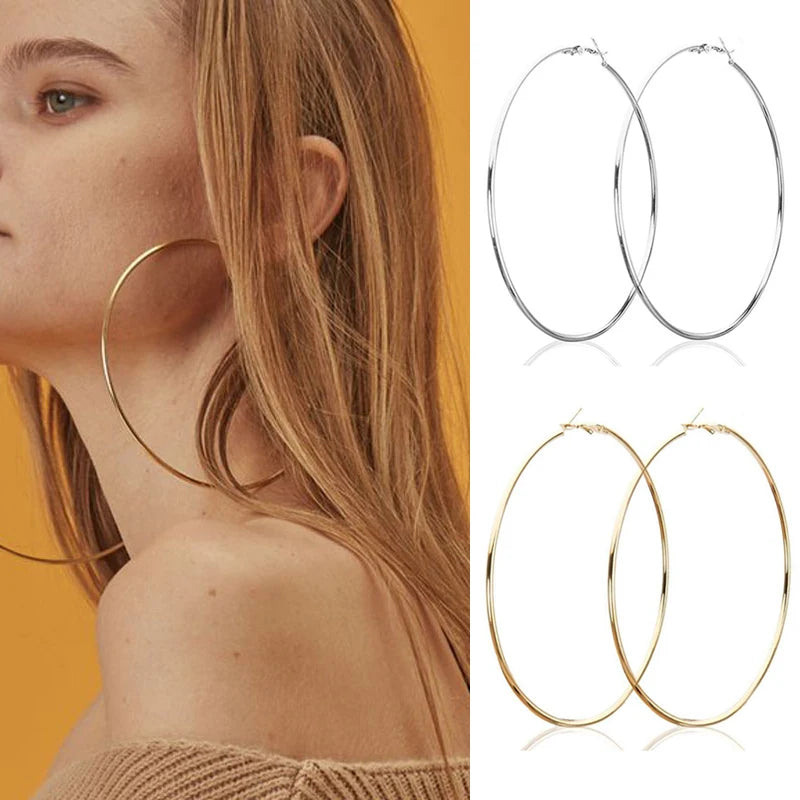 Women 3-10cm Small Big Circle Hoop Earrings Statement Ear Ring Fashion Jewelry Gift Nightclub DJ 2020