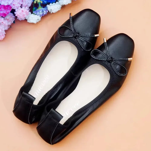The Atelier Flat | Genuine Leather Ballet Flat with Bowknot Detail