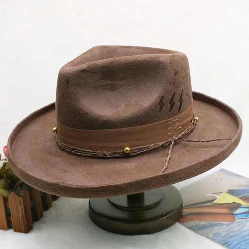 wool cowboy hats men hat felt male fedora with knot felt hat for summer jazz disco hat for men black fedora hat wool hat