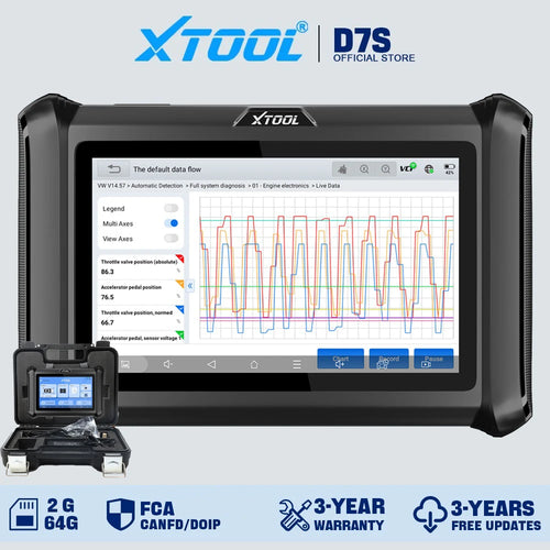 XTOOL D7S All Systems Car Diagnostic Tools Bidirectional Scanner ECU Coding 39+ Resets Automotive Scanner Built-in CANFD DOIP