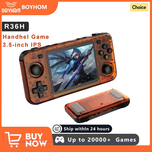 BOYHOM Neue R36H Handheld-Spielekonsole 3,5-Zoll IPS-Bildschirm Linux RK3326 Retro-Videospiel-Player 3000 mAh 64G 10000+ klassische Spiele