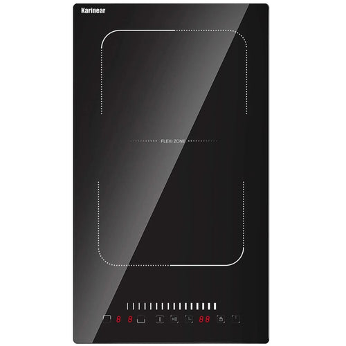 Karinear Induction Cooktop 2 Burners, 3500W, 12'' Built-in Induction Stovetop with combined Zone, Safety Lock, Timer, Pause
