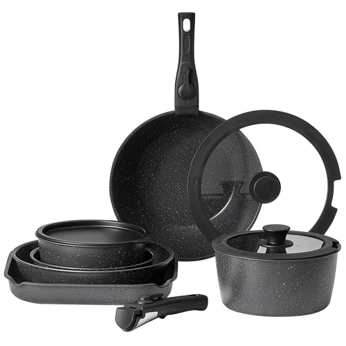 The Flat Stack | 17-Piece Detachable-Handle Nonstick Cookware Set
