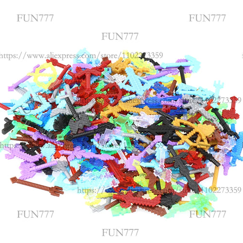 Candy Color My Weapons Building Blocks Soldier Figures Bow Arrow Pickaxe Hoe Sword Military Accessories Bricks Toys Gift Kid C12