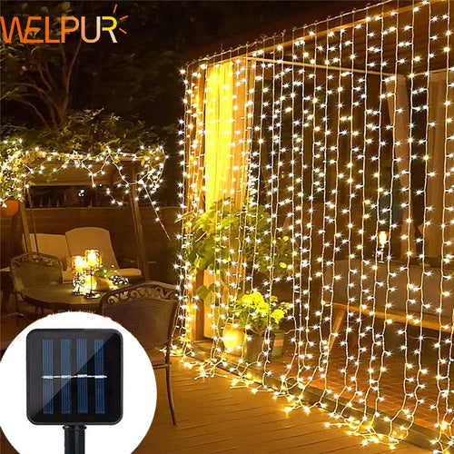Solar Lichtervorhang LED Outdoor Wasserdicht 300 LEDs Girlande Dekorationslichterkette Garten Weihnachten Lichterkette Fee Girlande Lichterkette