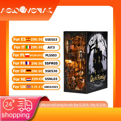 Book Nook Kit The Addams Family DIY Wooden Puzzle Wednesday Halloween Bookshelf Dollhouse Model Bookend Building Home Decoration