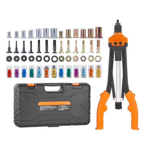SucceBuy 14" 16" Rivet Nut Tool Rivnut Tool Kit with Metric and SAE Mandrels 70PCS/186PCS Rivet Nuts With Rugged Carrying Case