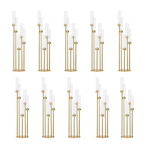 The Aurelia | 5-Arm Gold Floor Candelabra with Acrylic Lampshades