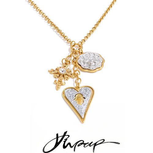 Yhpup 80+5cm Stainless Steel Cross Heart Pendant Long Necklace 2026 New Arrivals Fashion Attractive Europe Statement Jewelry