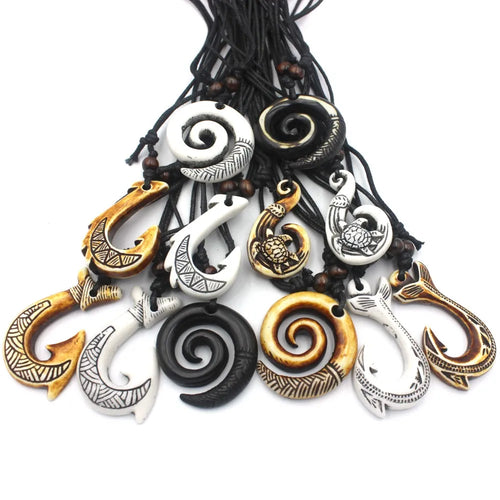 The Tangaroa | Hand-Carved Bone Maori Fish Hook Necklace