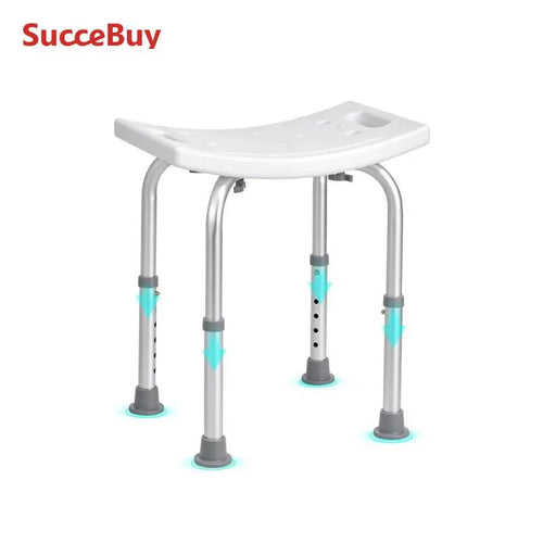 SucceBuy Shower Chair Adjustable Height Shower Stool with Built-in Handles Shower Seat for Inside Shower or Tub 158.8kg Capacity