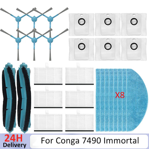 Accessories For Cecotec Conga 7490 Immortal / 8290 Immortal Vacuum Cleaner Spare Parts Main Side Brush Filter Mop Dust Bag Part