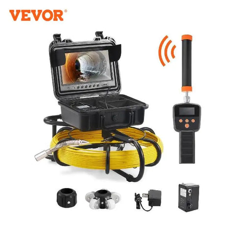 VEVOR Kanalkamera mit 512Hz Ortungsgerät, IP68, 9" Rohrleitungskamera mit DVR-Funktion, 12 verstellbaren LEDs und 16 GB SD-Karte