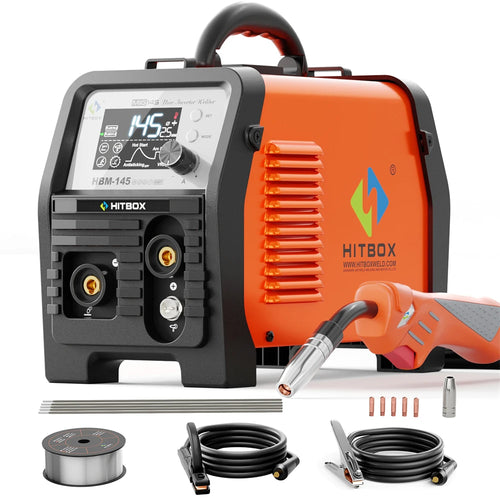 HITBOX 145A 4 in 1 Multi-process MlG Welder MMA/Gasless MIG/Lift TIG Welding Machine Support Spool Gun Large LED Display Welders