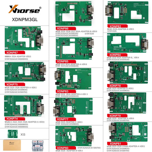 Auf Lager: Xhorse XDNPM3GL MQB48 Lötfreier Adapter 13tlg. Komplettset Kompatibel mit Multi-Prog, VVDI Prog, Key Tool Plus