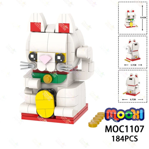The Maneki-Neko | 184-Piece Fortune Cat MOC Building Set — Lucky Cat LED Display Model