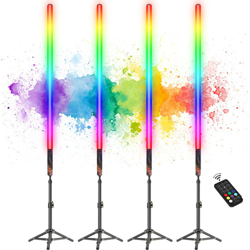 LUXCEO 120cm 4-Pack LED Mood Light Remote Control Atmosphere Lamp RGB Color Changing Lighting for Bar Party Christmas Decor.