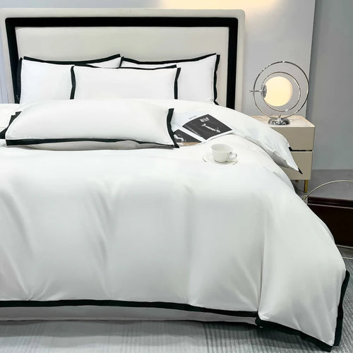 Simple Style Bettwäsche-Sets Bettbezug aus gewaschener, gebürsteter Baumwolle mit Kissenbezug Luxus-Bettlaken-Set Queen/King-Size-Bett