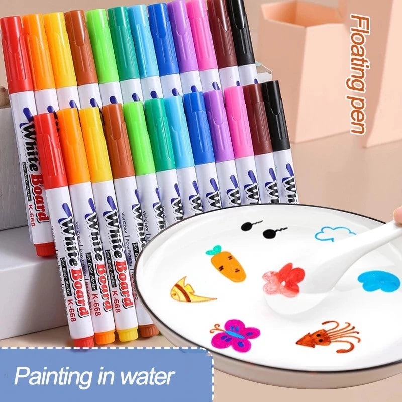 8/12 Colors Magical Water Painting Pen Set Water Floating Doodle Kids Drawing Early Art Education Pens Magic Whiteboard Marker