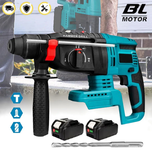 26MM Bürstenloser elektrischer Bohrhammer Multifunktionaler Akku-Bohrhammer Schlagbohrmaschine Elektrowerkzeug für Makita 18V Akku