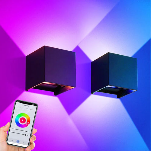 12W LED Outdoor Wall Light RGBCCT Dimmable Tuya Smart Life Control Bluetooth-compatible Wall Lamp For Decorative Atmosphere