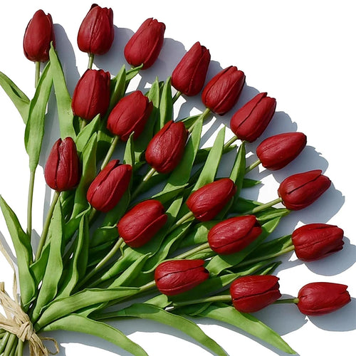 The Eternal Spring | 12-Stem Real-Touch Latex Tulip Bouquet for Home & Events