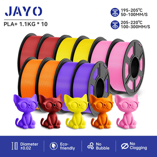 JAYO PLA PLUS Transparente 3D Printer Filament 1.75mm 1.1KG/Rolls 3D Printing Materials for 100% No Bubble &FDM 3D Pen DIY Gift