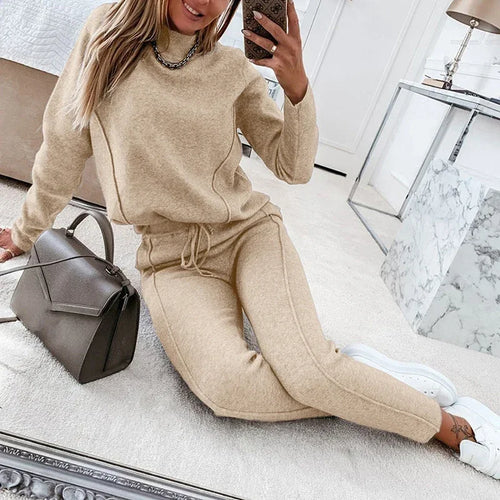 Autumn Women Tracksuit Sweatshirt Drawstring Pants Suit Female 2022 Fashion Ladies Casual Loose Long Sleeve Pullover Sports Set