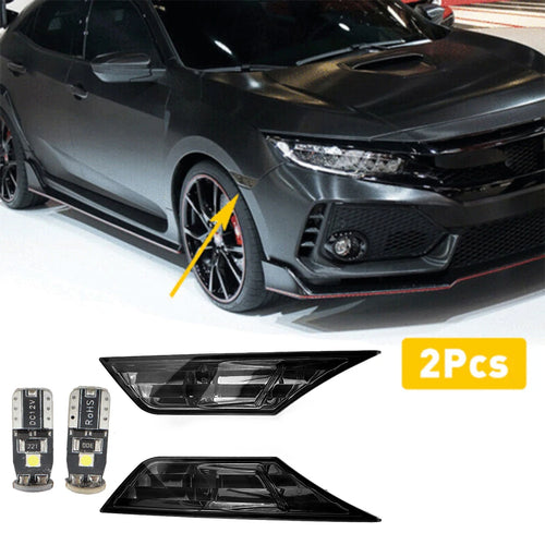 2pcs Car Turn Signal Light For Honda Civic 2016-2021 IP68 Waterproof turn signal width light modified black with LED bulb