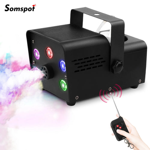 Somspot 500W Smoke Machine Colorful LED Fog Machine Remote Fogger Ejector Stage Lighting Equipment for Bar Disco Party Concert