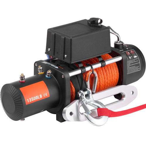 SucceBuy 13500lbs Electric Winch with 80ft Synthetic Rope Wireless Truck Winch IP55 Waterproof for Towing Off-Road SUV Jeep