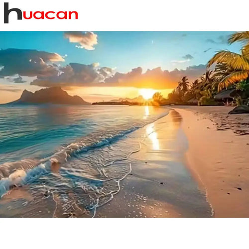 Huacan New Arrivals Beach Sunset Landscape Diamond Painting 5D DIY Full Drill Mosaic Rhinestones Painting Decorative Paintings