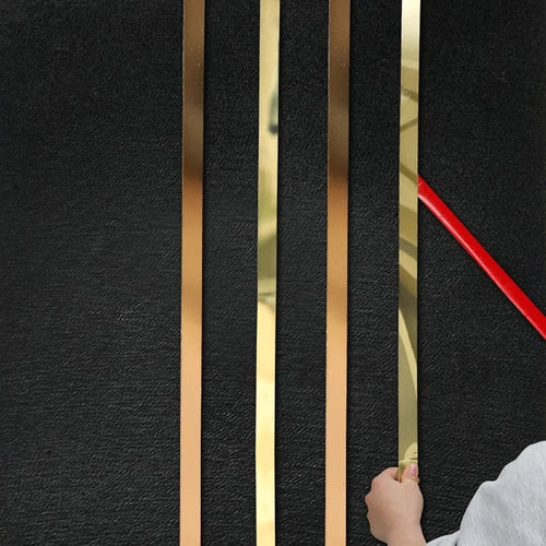 5M Spiegelwandaufkleber Gold Silber Edelstahl Dekorationsleiste für Zuhause Hintergrundwand Deckenkantenstreifen Wohnzimmerdekoration