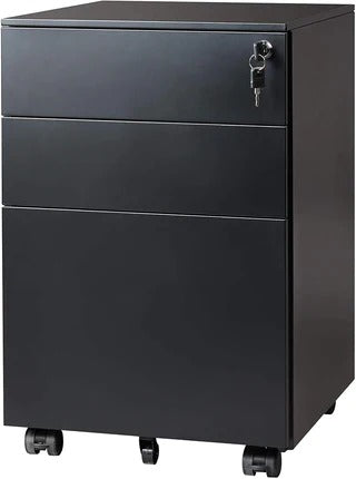 Metal 3 Drawer Mobile File Cabinet with Lock DEVAISE