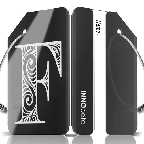 Initial Stainless Steel Luggage Tags (Mirror Black)