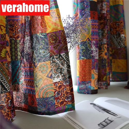 Böhmische Retro-Vorhänge im Ethno-Stil, halbe Verdunkelung für Wohnzimmer, Arbeitszimmer, Schlafzimmer, Erker, benutzerdefinierte Baumwollleinen