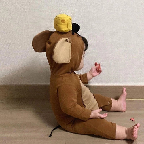 MILANCEL Autumnn Babykleidung Maus Neugeborene Decke Schlafanzug Niedlicher Kleinkind Pyjama Mode Mit Kapuze Säuglingsspielanzug