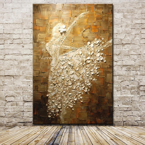 Mintura Balletttänzer Bild Handgemalte Abstrakte Palettenmesser Ölgemälde Auf Leinwand Wandkunst Für Wohnzimmer Wohnkultur