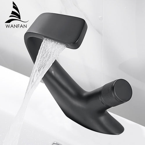 Basin Faucets Matte Black Modern Bathroom Mixer Tap Brass Washbasin Faucet Single Handle Single Hole Elegant Crane 855818