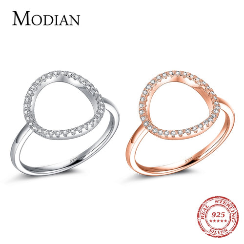 Klassische Mode aushöhlen Hoop funkelnder weißer und rosafarbener Ring Zirkonia Schmuck echte massive 925 Sterling Silber Ringe