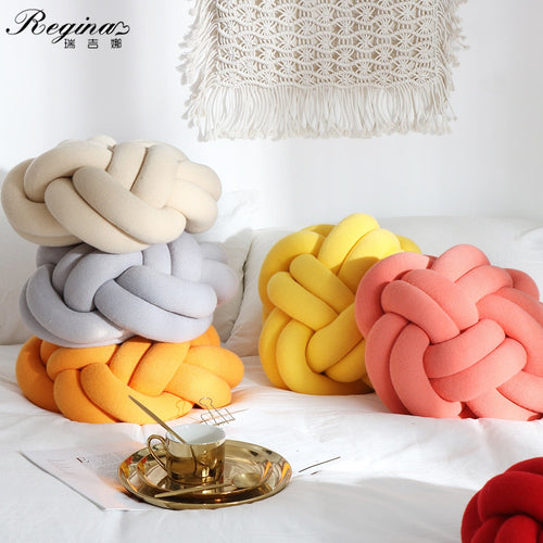 REGINA DIY Bird's Nest Shape Throw Pillow Chunky Yarn Hand Knot Sofa Chair Cushion Nap Hand Rest Solid Car Seat/Back Cushion