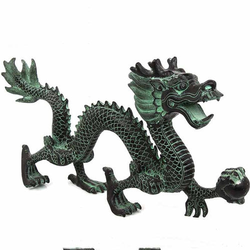 Feng Shui bronze dragon catching beads ornaments lucky home crafts decorative art