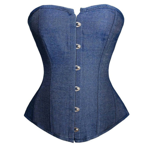 caudatus new fashion sexy denim corset vintage style victorian strapless bustier corset overbust lingerie top clothing korsett