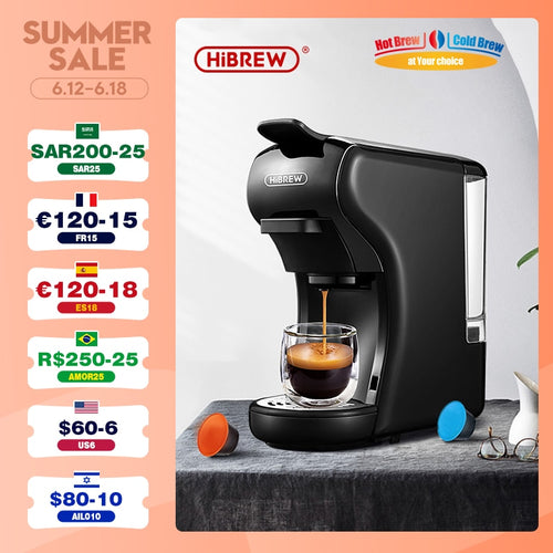 HiBREW Coffee Machine 19 Bar 4in1 Hot & Cold Multiple Capsule Espresso Cafetera Pod Coffee Maker Dolce Milk Nexpresso Powder H1A