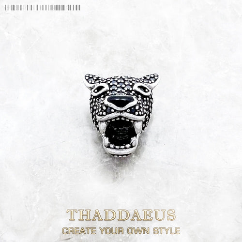 Beads Leopard Panther New Solid 925 Sterling Silver Charm Europe Jewelry Rebel Street Gift For Women & Men