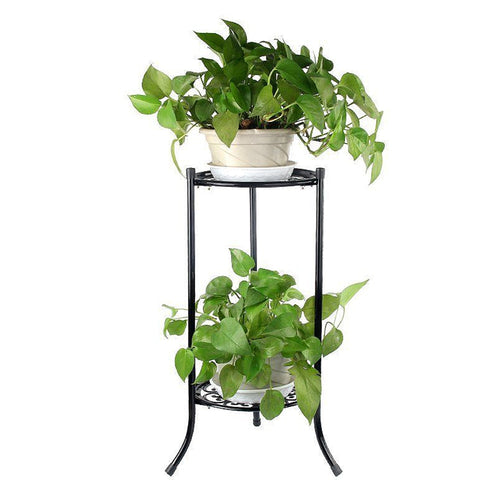 2 Halter Blumenständer Metall Blumentopfständer Blumenregal Garten Terrasse Home Outdoor Schwarz Blumentablett Heimdekoration