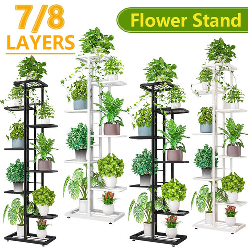 The Bloom Tower | 6 to 8 Tier Iron Plant Stand, Indoor and Balcony