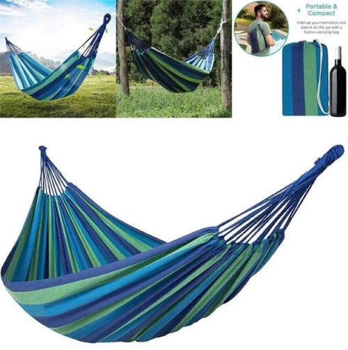 Tragbare Hängematte Outdoor-Hängematte Garten Sport Home Travel Camping Schaukel Segeltuchstreifen-Hängematte verdickter Anti-Rollover-Stuhl